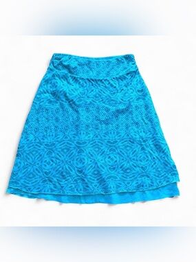 Dakini Y2K Turquoise Patterned A-Line Skirt Summer Lightweight Geometric